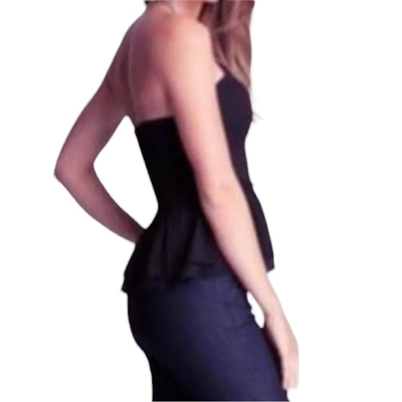 NEW Bebe Black Strapless Smock Peplum Top Size Small - Picture 3 of 8